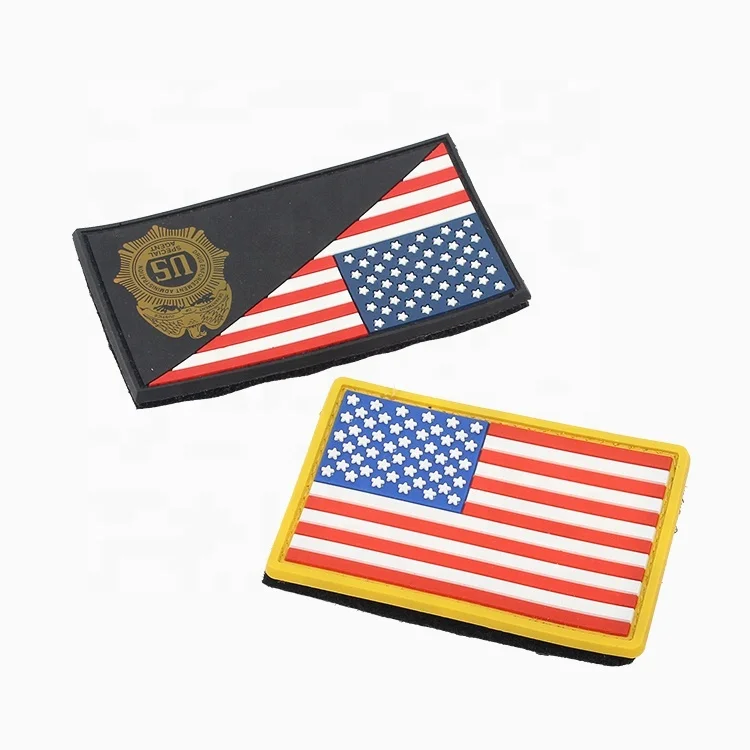 

Custom Flag Logo Soft PVC Rubber US Army Military Patch for Uniforms, Follow pantone color chart