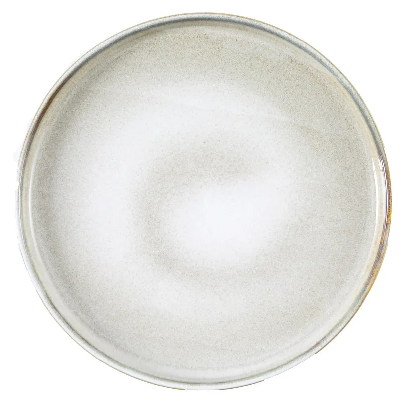 

High quality Japanese style ceramic plate kiln ceramic round flat plate Western food dishes Hotel&home tableware plates, Photo