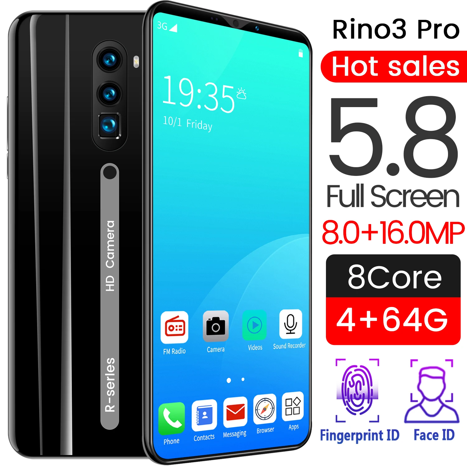 

Rino3 Pro 5.8inch 4G+64G 8MP Cheap Smart Phones 4G Mobile Android Cell Phones Lowest Price Mobail Phone, Black, purple, green