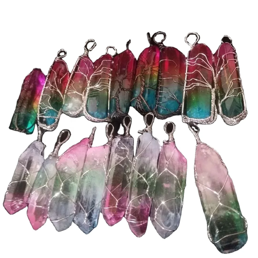 

Natural electroplate crystal pendants aura crystal pendants for gift, Mixed