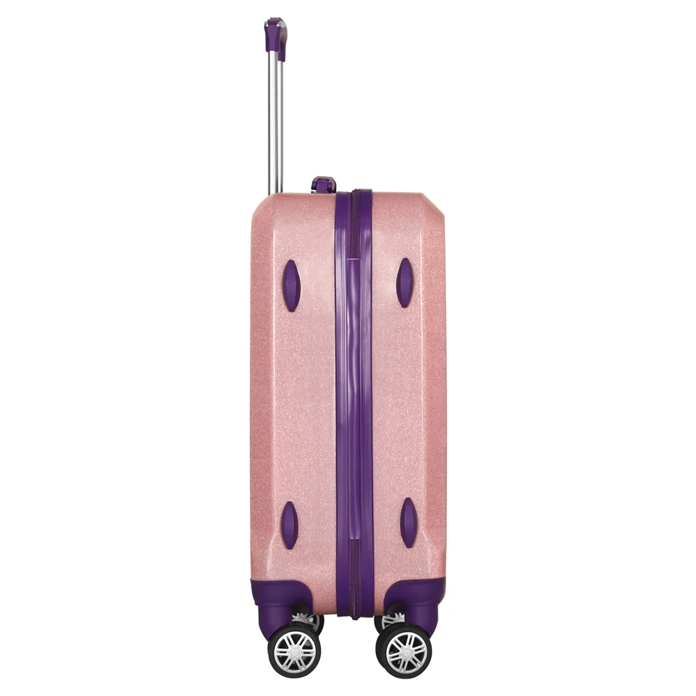 Cute Girl's Glitter Pink Spinner Wheel Trolley Suitcase Luggage For Traveling