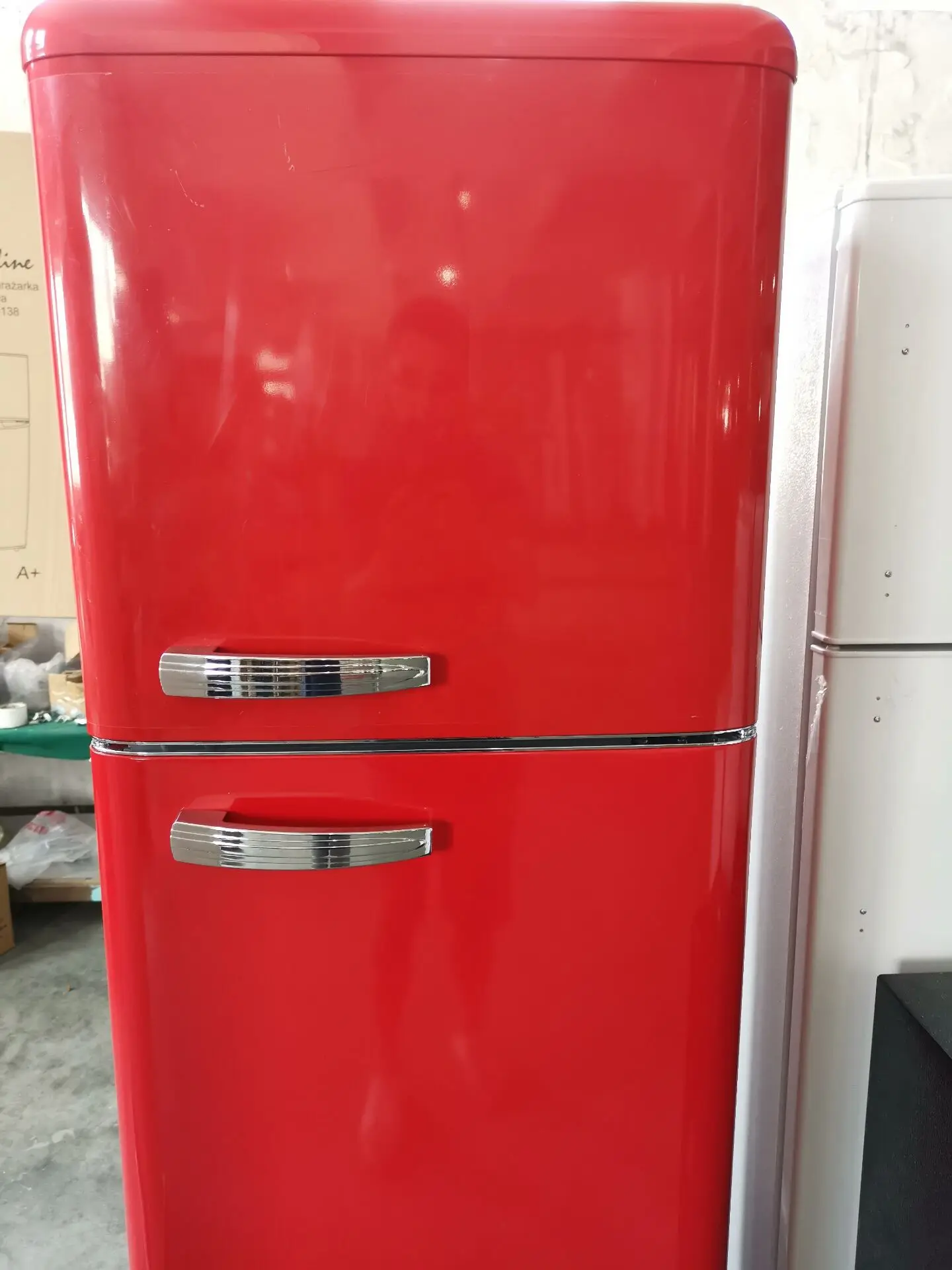 280l Red Color Retro Double Door Top Freezer Refrigerator For Home Use