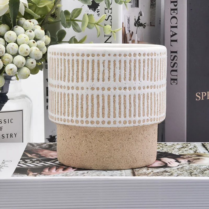 Custom ceramic candlestick stone candle jars home decoration