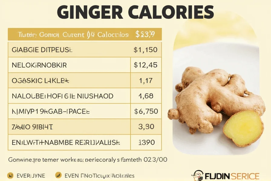 Comparison of fresh ginger, ground ginger, and candied ginger with nutritional labels