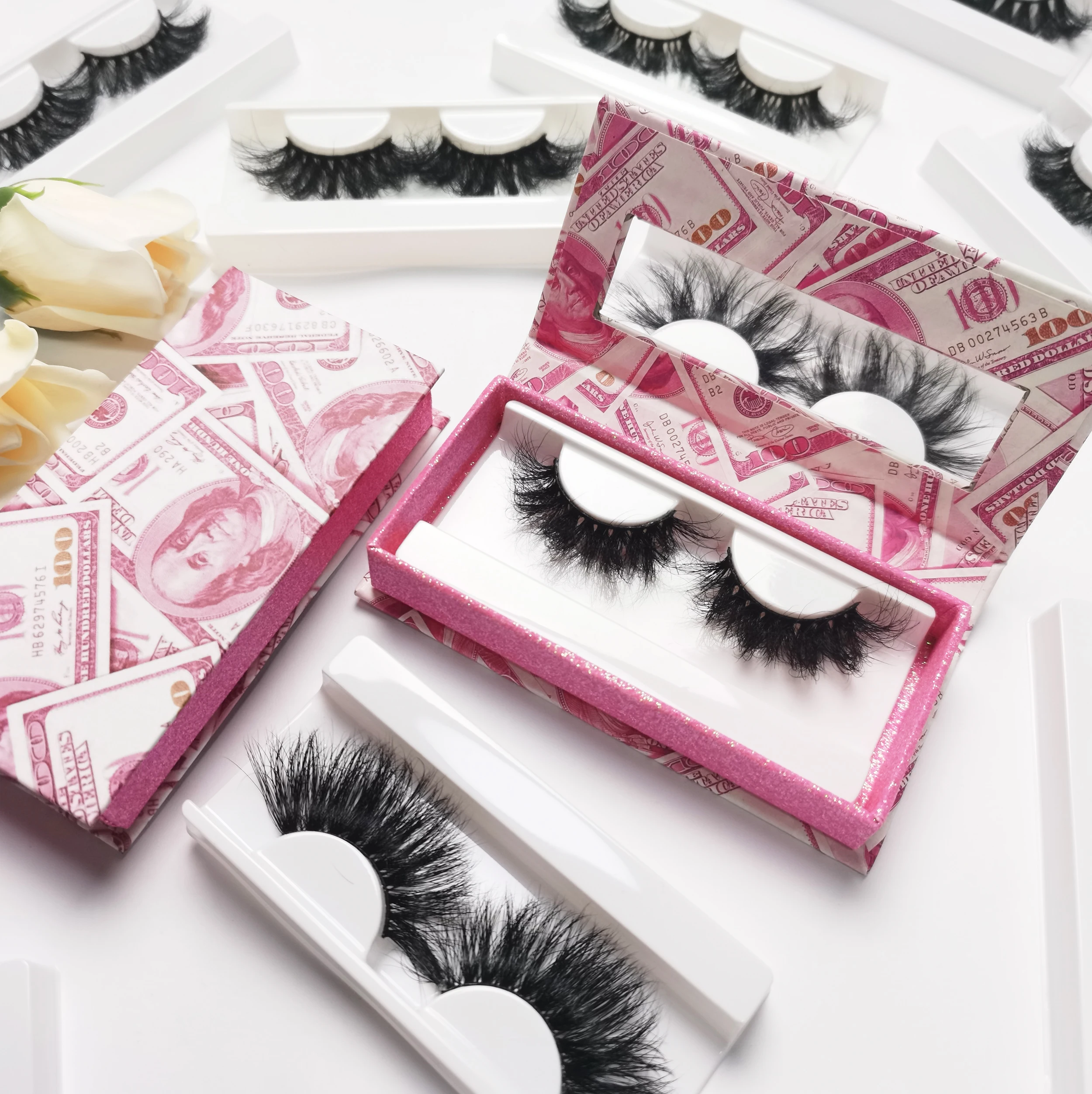 

Eyelash Vendor Custom Make Own Brand Lashes Private Label Real Mink Lashes 15-20mm 5d 3d Mink Eyelashes, Natural black