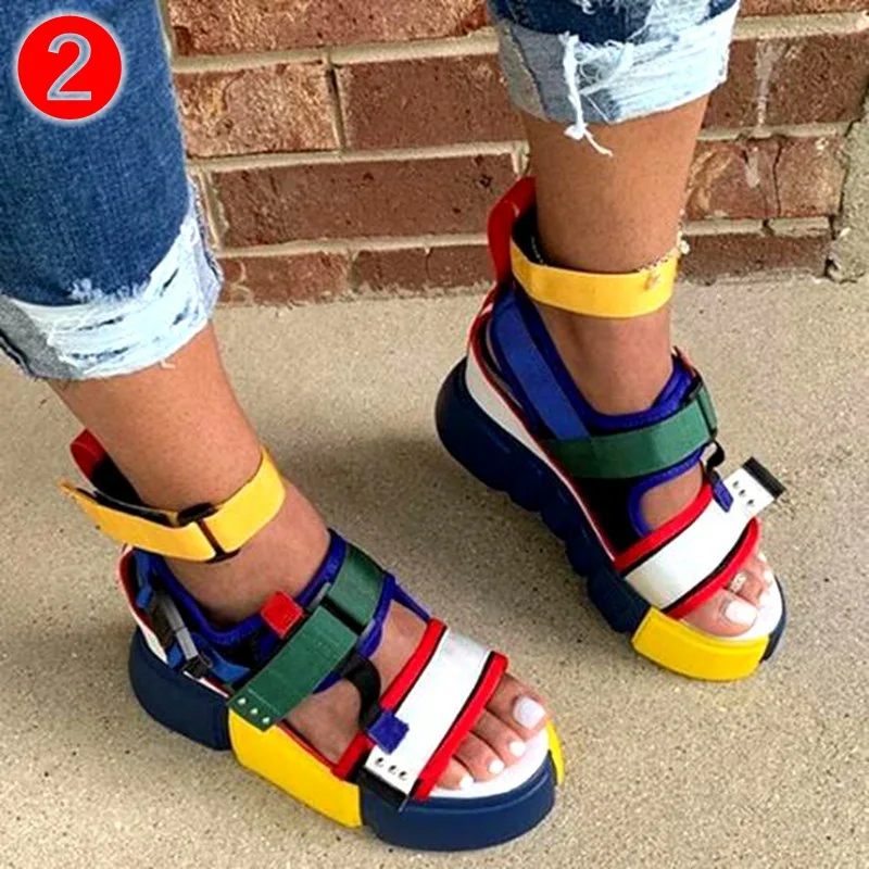 

Wholesale Amazon USA European thick sole Roman outdoor platform lady woman sandal beach sport fashion wedge girl sandal Hot sale