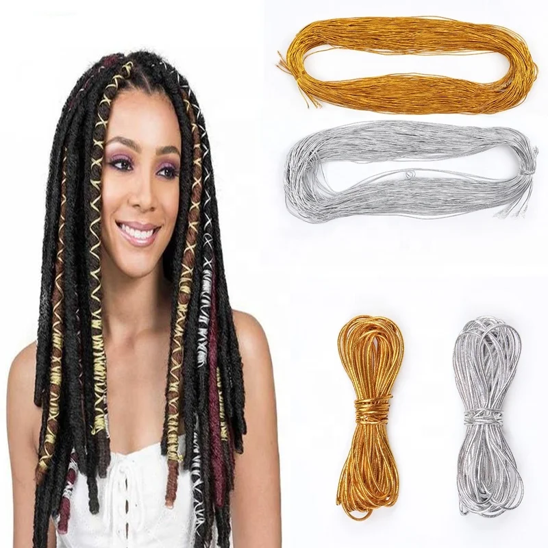 

Zoesoul 10M/PC Gold Silver Elastic Cords Beading Ropes Thread Metal Hair Cord for Hair Braiding, Silver gold