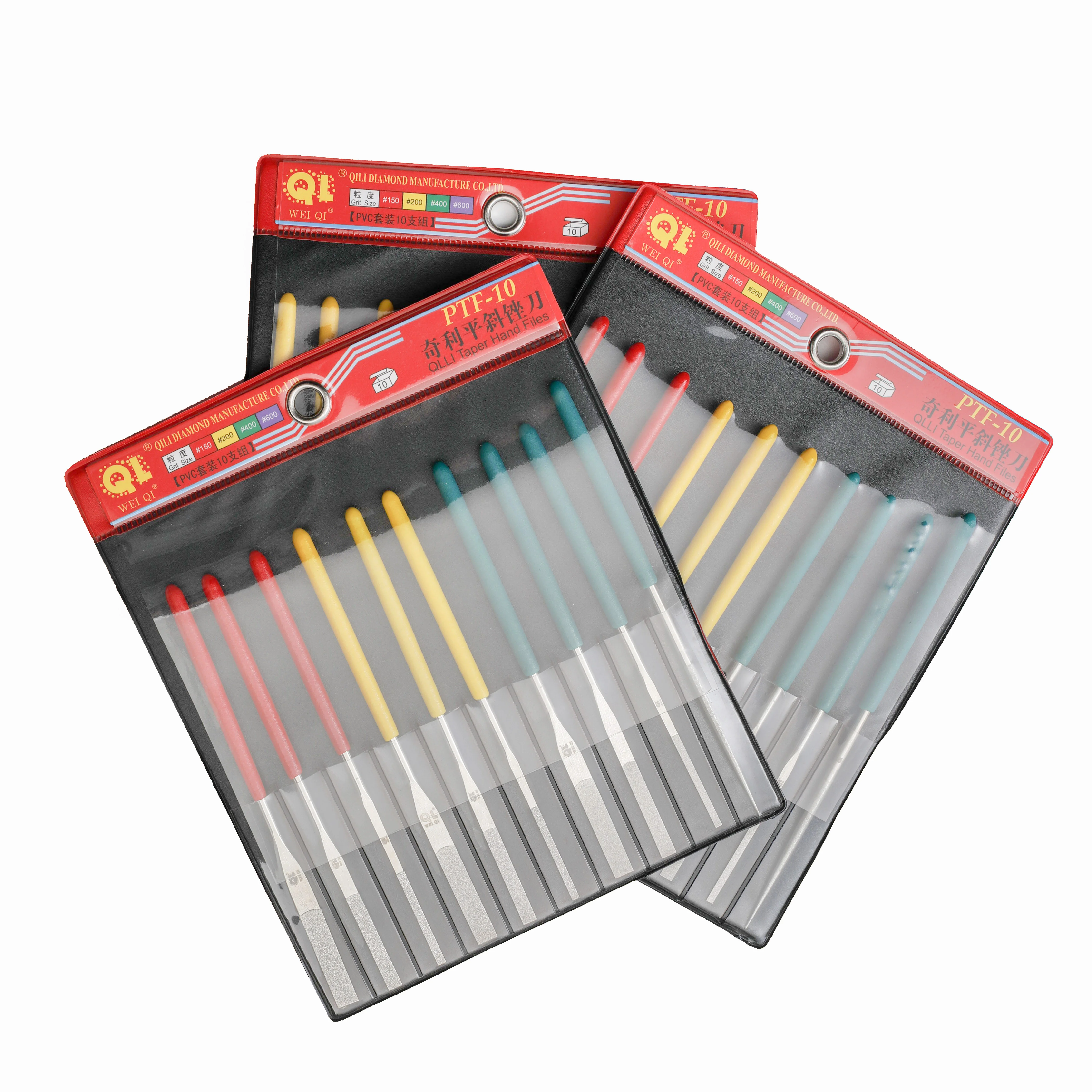 

High Quality QILI 10pc Electroplated Diamond Tapered Hand Files set PTF-100 for Repair Wood HSS Jade Mould Hard Alloy Precision