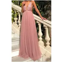 

2019 Female Clothing Sequins V-Neck Sleeveless Evening Dress Formal Dresses