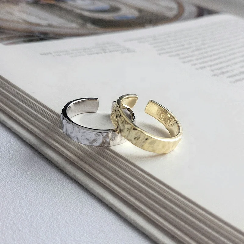 

Wholesale value 925 sterling silver antique irregular  opening ring for girls, 18k gold /white