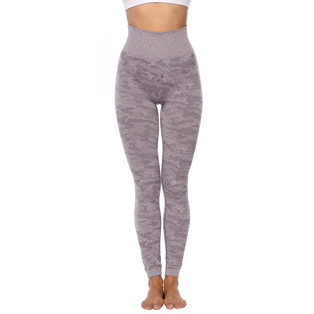 

Wholesale Seamless Comfortable Women Yoga Gym Compression Peach Butt Sexy Camo Leggings, Customized colors