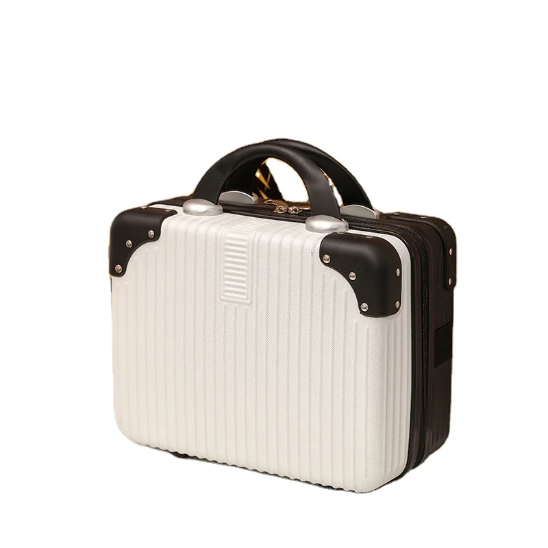 

portable 14-inch Retro suitcase suitcase ABS scratch-resistant storage trolley case travel cosmetic bag, Multicolor