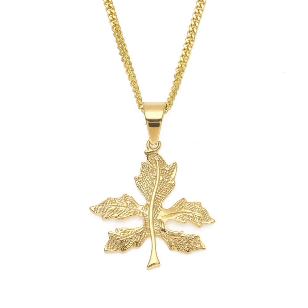 

Hip-hop Stainless Steel Stereo Leaves Pendant Vacuum Plated to Hold Color for Long Unisex