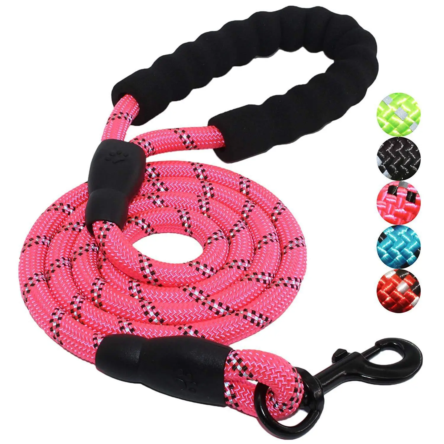 

Highly Reflective Threads Strong Pet Walking Training Dog Leash with Comfortable Padded Handle, Black,coffee, purple, orange, green