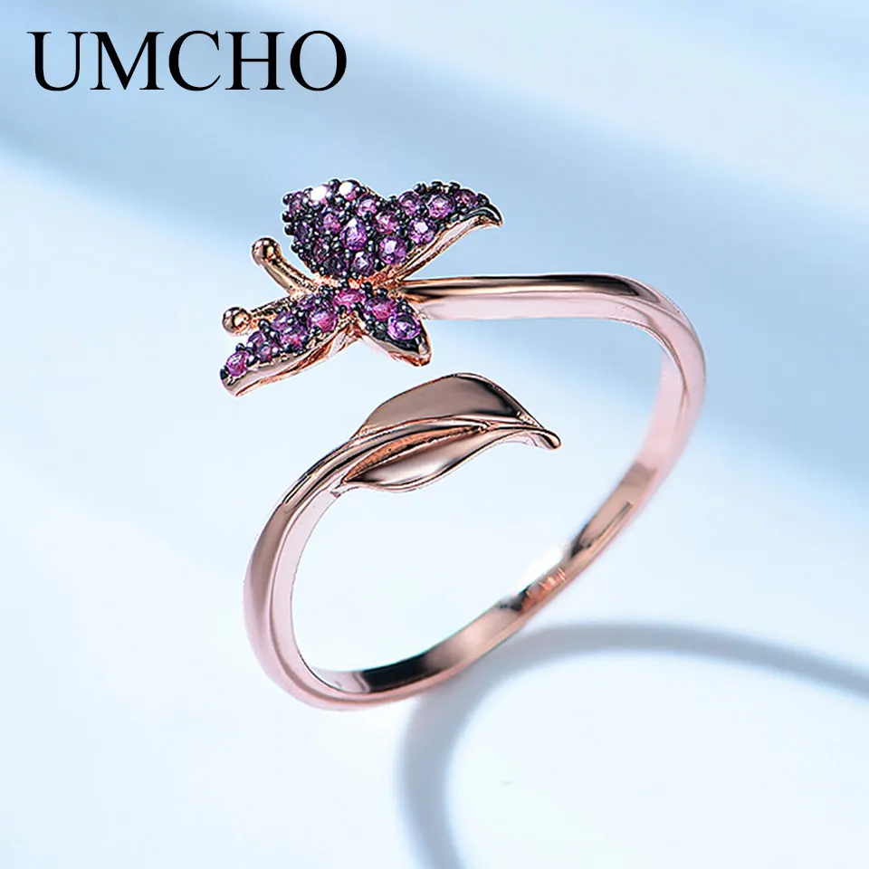 

Fashion 18k Gold Plated 925 Sterling Silver Open Adjusted Butterfly Ring Jewelry Nano Pink Morganite Rings Women