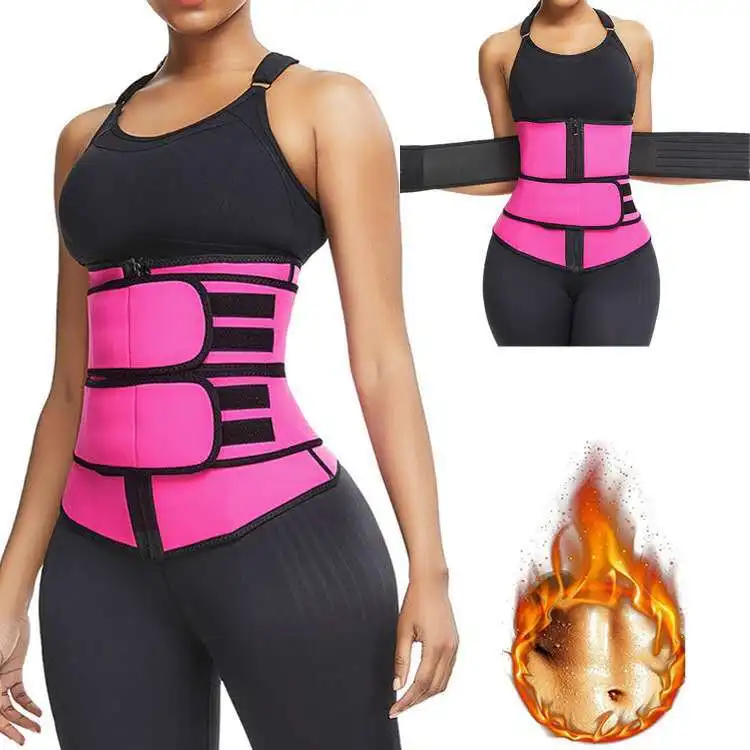 

strap waist trainer Sauna Sweat Body Shaper Waist Cincher Belt Double Compression Neoprene Slimming Fajas Corset Waist Trainer, Black, pink, camouflage