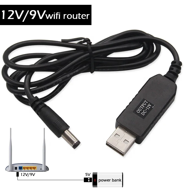 

Wifi Router USB 5V to DC 5.5x2.1mm 12V Power Booster Set Up Charger Cable for Modem Fan