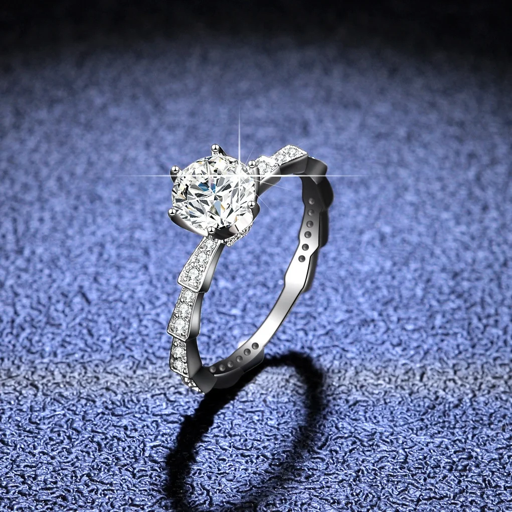 

1ct moissanite rings good quality low price color D VVS Moissanite Diamond Ring with GRA certificate for Women and men