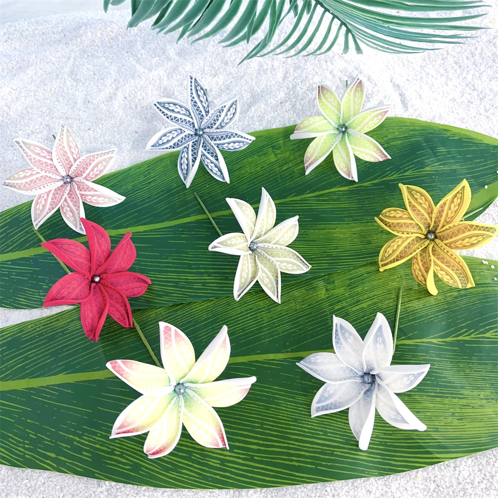 

Hawaiian Samoa Printed Pattern 10cm Floral Foam Flowers Ear Pick Tropical Flower for Hair