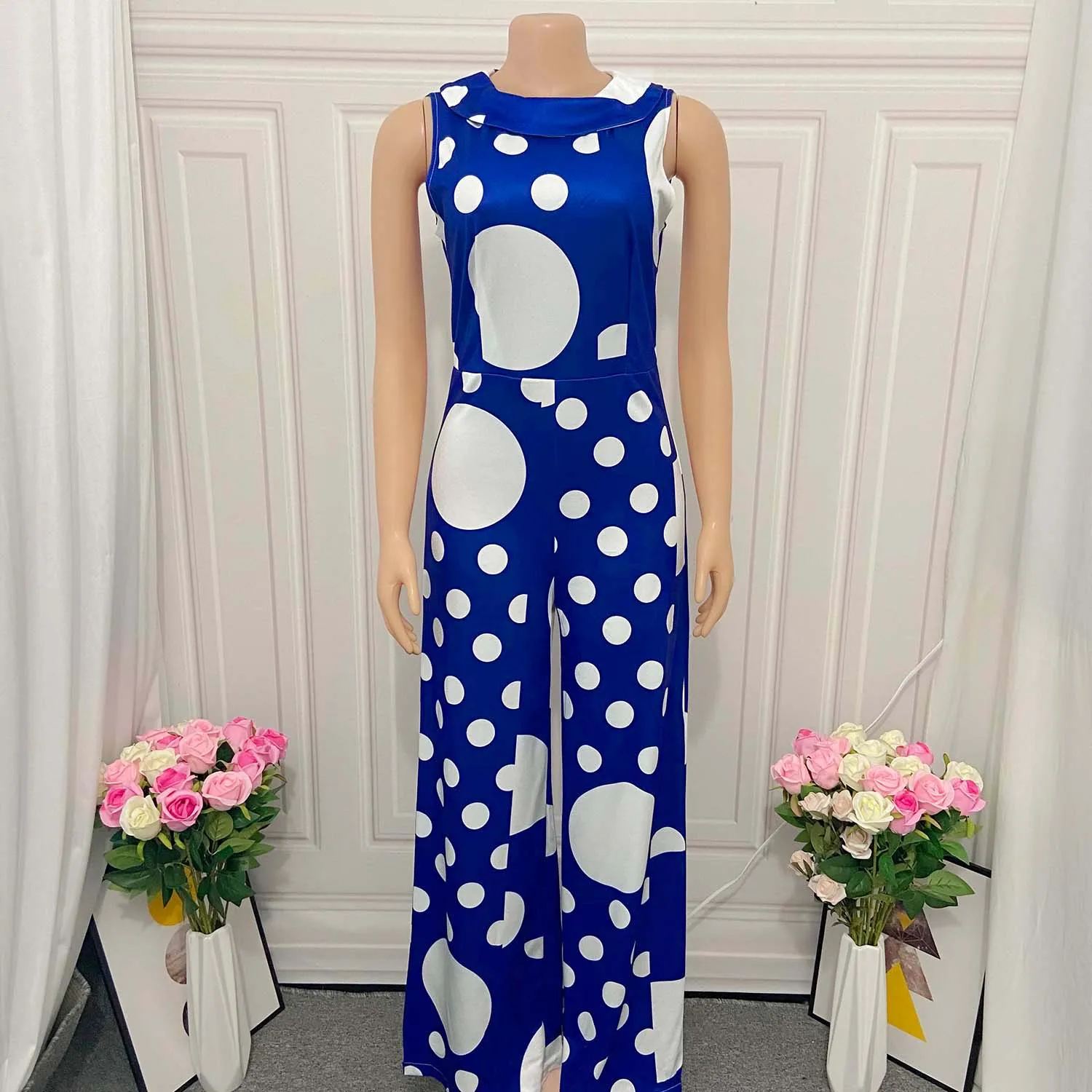 

C8414 2021 new arrivals women's large print wide leg pants high waist pants African mother's wear jumpsiut