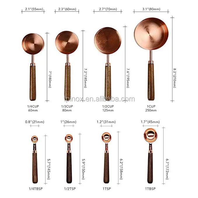 Mirror Polished Ideal For All Ingredients Gorgeous & Heavy Duty Set of 4 Copper Stainless Steel Measuring Cups 