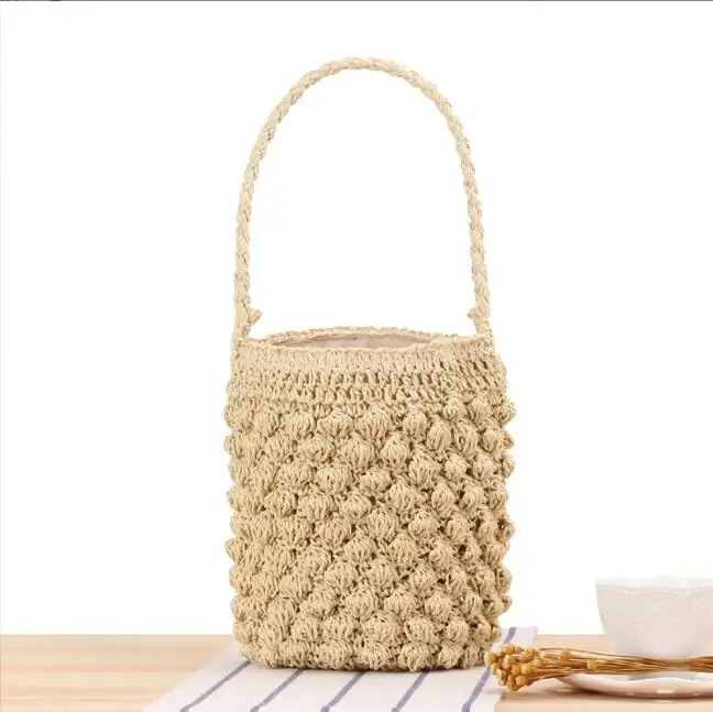 

Women Large Summer Round Handmade Custom Moroccan Paper Sea Beach Straw shopping girl Bag, Customized color