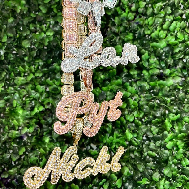 

Personalized Iced Name Plate Pendant Bling Customized Letter Name Necklace For Women Men Jewelry, Gold,silver,rose gold