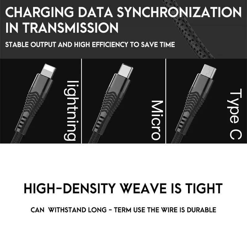 MOXOM Micro USB Cable 2.4A Black Charger Phone Cable Nylon Braided Mobile Cables - ANKUX.COM