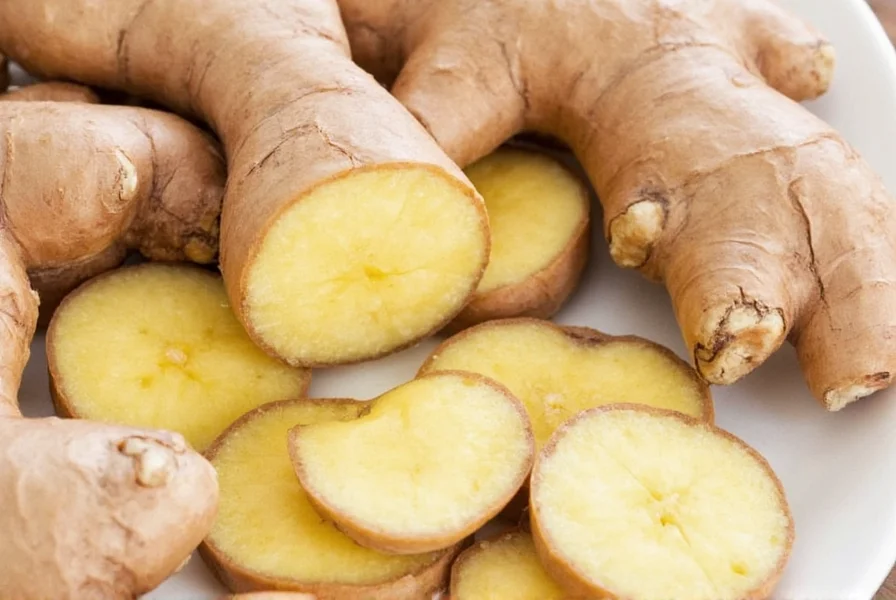Close-up of fresh ginger root stored in airtight container with paper towel in refrigerator