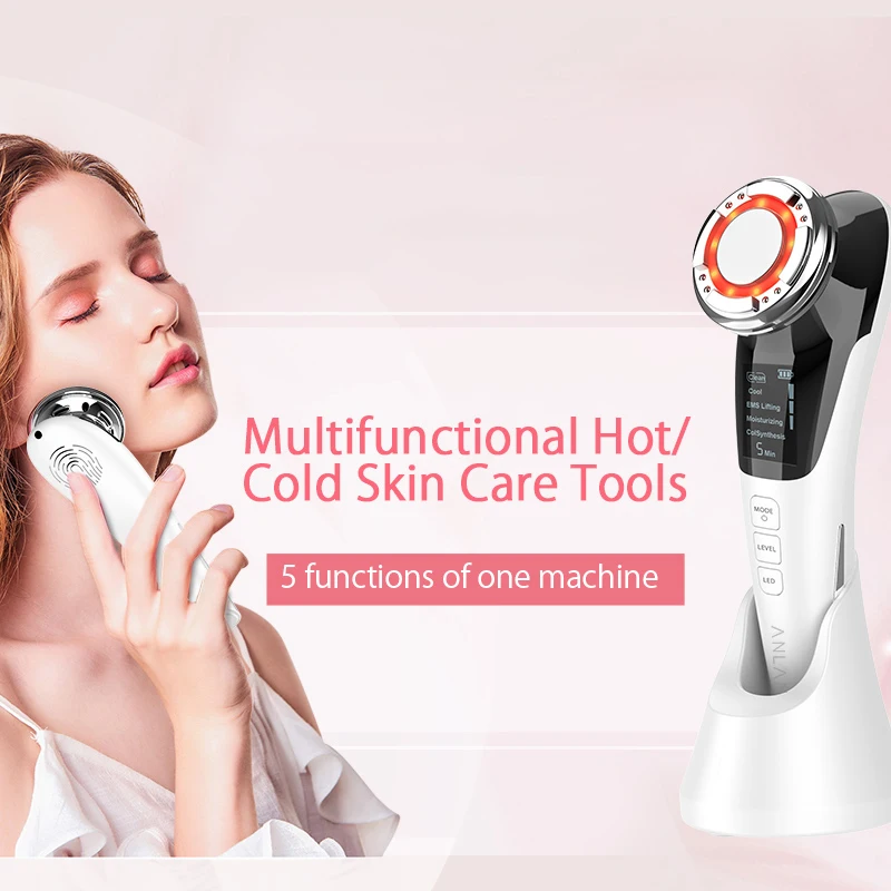 

Dropshipping EMS Facial Massager LED light therapy Sonic Vibration Wrinkle Removal Skin Tightening Hot Cool Treatment Skin Care