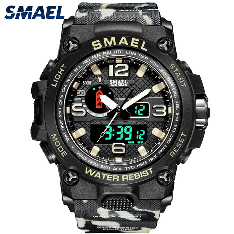 

Wholesale Military Chronograph Wrist LED Display Japan Analog Waterproof Men Watches Sports Digital Watch, 5 colors for choice