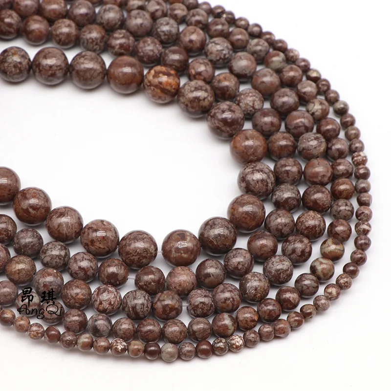 

Wholesale Round Loose Natural Healing Gemstone Brown Snowflake Obsidian Beads DIY Bracelet For Jewelry Making