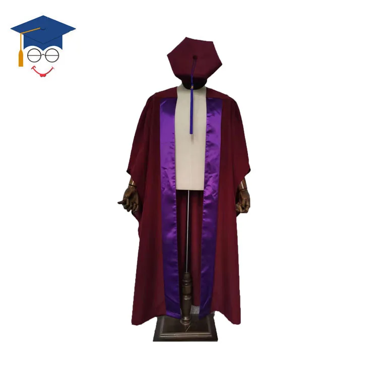 

Custom UK University Of PHD Graduation Gown And Velvet 6 Tams, Customer's request