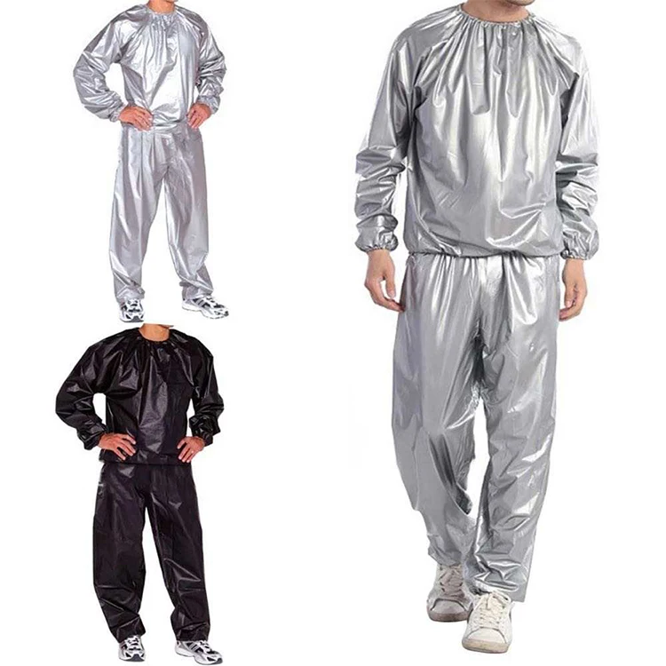 

Sauna Suit Gym Sport Exercise Fitness Weight Loss Body Slim Anti-rip Pvc Sauna Sweat Suit Set Price For Men Women, Silver /grey/black/red