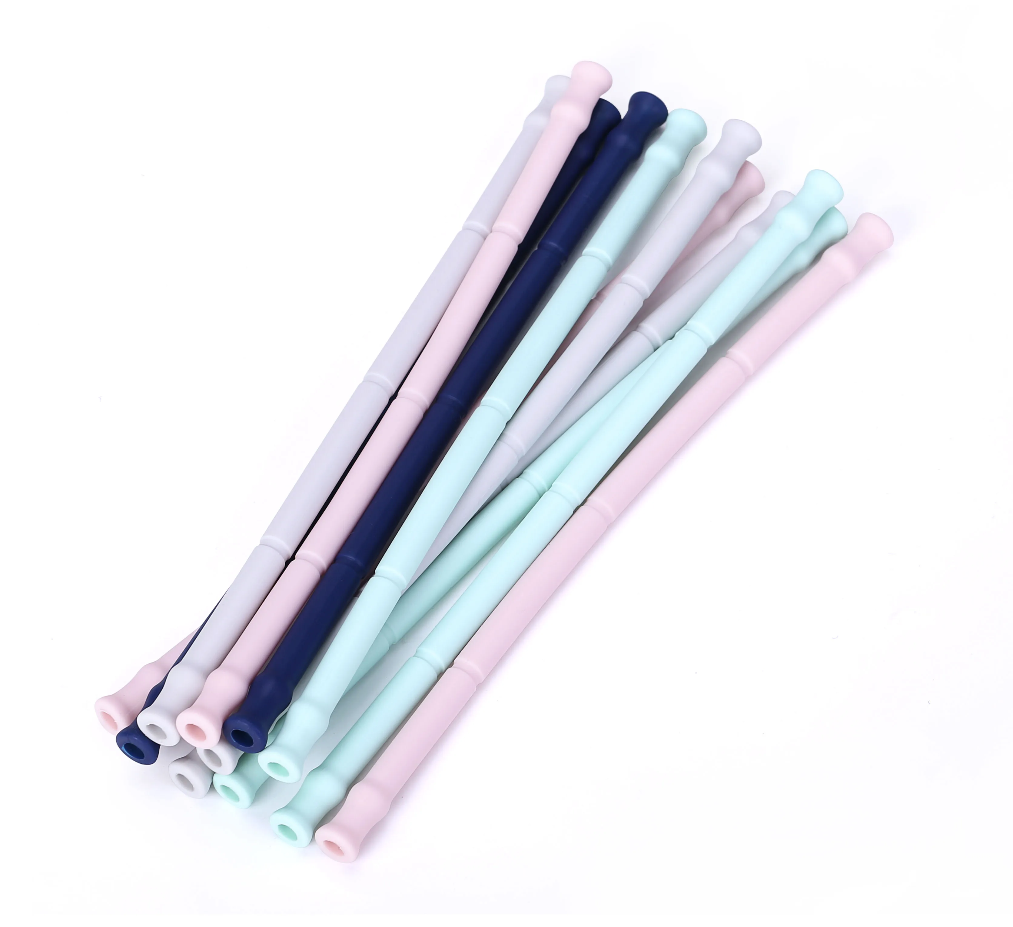 

2020 Trending Amazon Hot Sale Juice Drinking Straw Folding Reusable Silicone Straws, Blue/green/grey