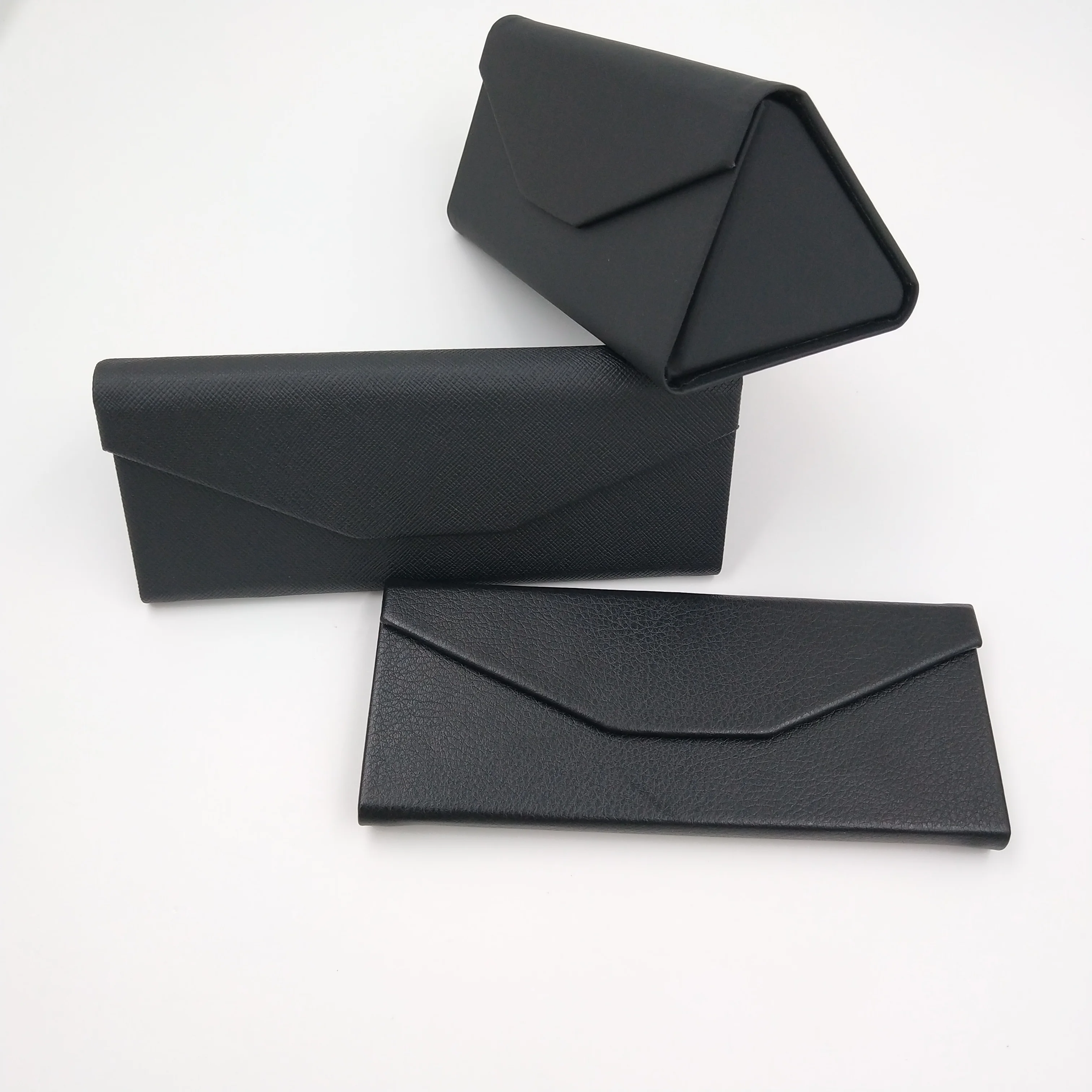 

Triangle folding handmade glasses box can be customized logo sunglasses glasses frame case for wholesale, Black color