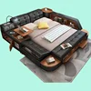 Modern Luxurious Tufted Upholstered Wholesale Multi-functional Smart Leather Bed With Massage and Tatami Double King Size Bunk