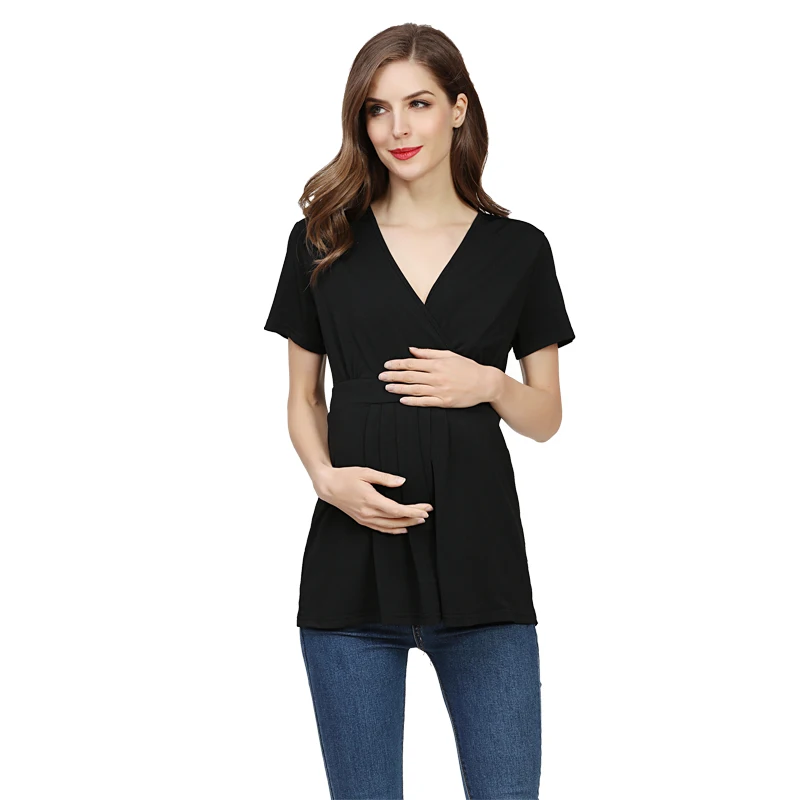 2020 d'été Vêtements De Maternité Allaitement t-shirt Tops D'allaitement Femmes Bon Étirement Vêtements V cou Et taille S-3XL