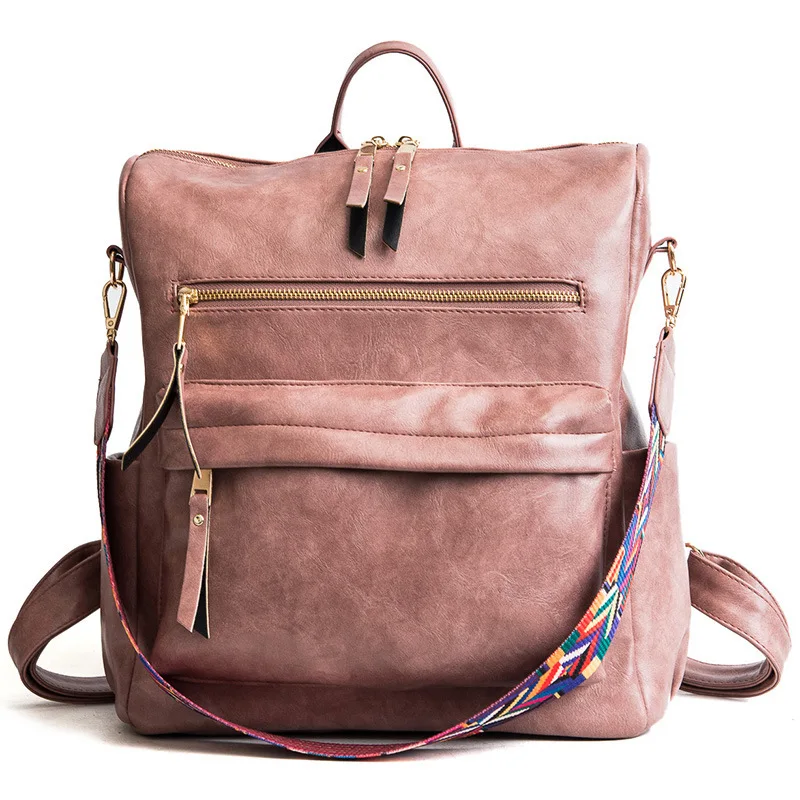 

woman backpack purse Vintage backpack college style leisure schoolbag large capacity soft leather backpack