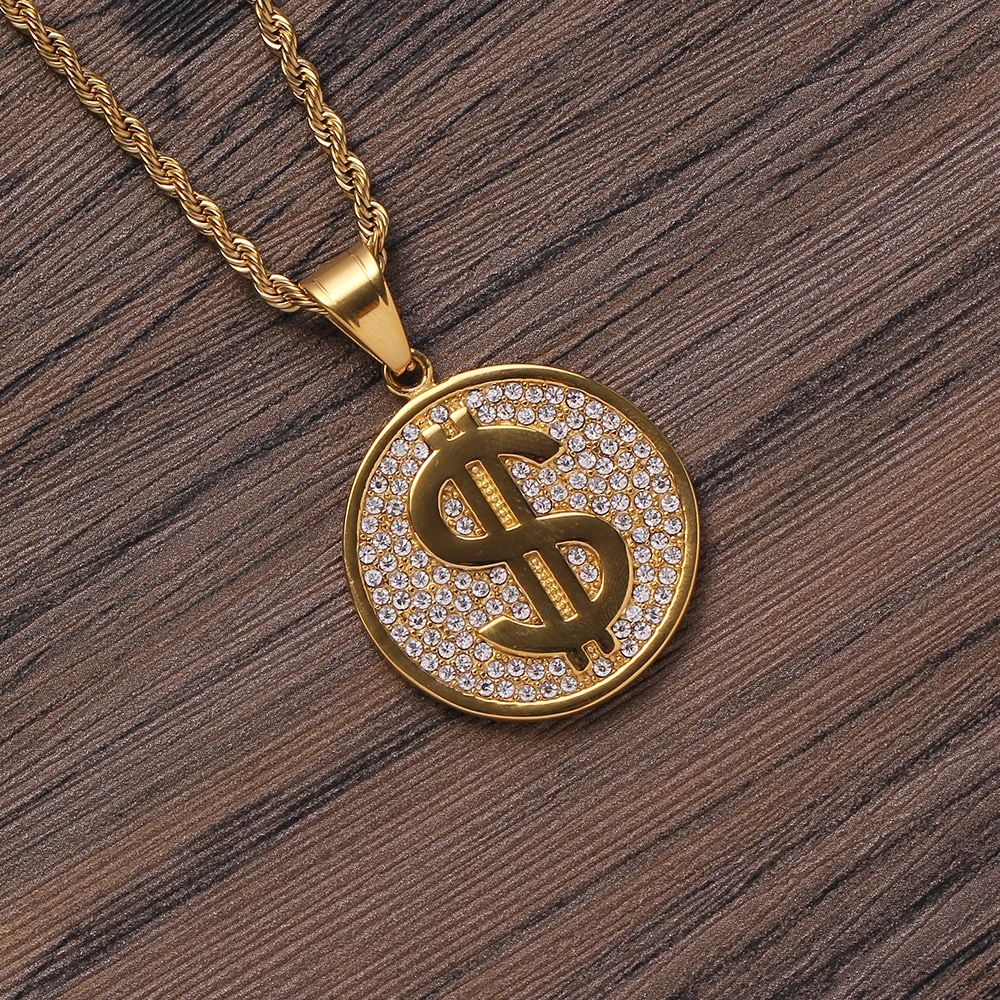 

TUNKALL SN257 Bling Bling Hip Hop Pendant Necklace Stainless Steel Jewelry