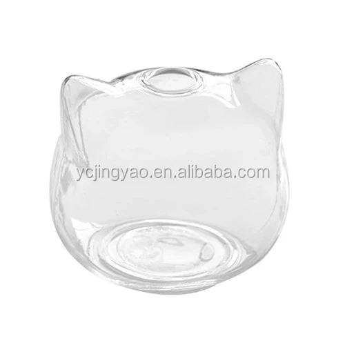 

Hand Blown Small Cat Shaped Clear Borosilicate Glass Vase, Customized