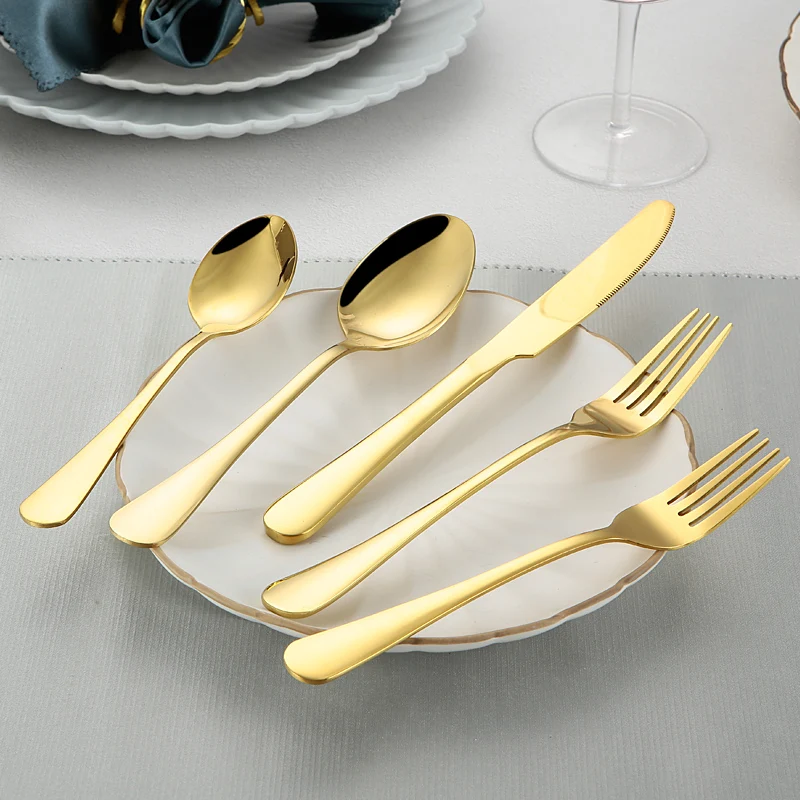 

cheap stainless steel matte cutlery golden
