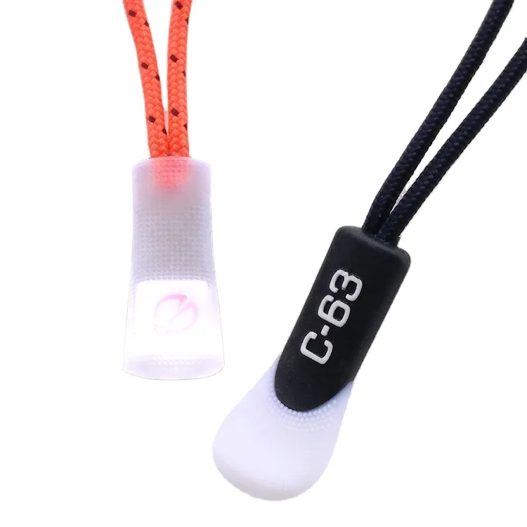 

Durable 3d logo PVC Transparent Silicone Plastic Zipper Puller for sport clothing