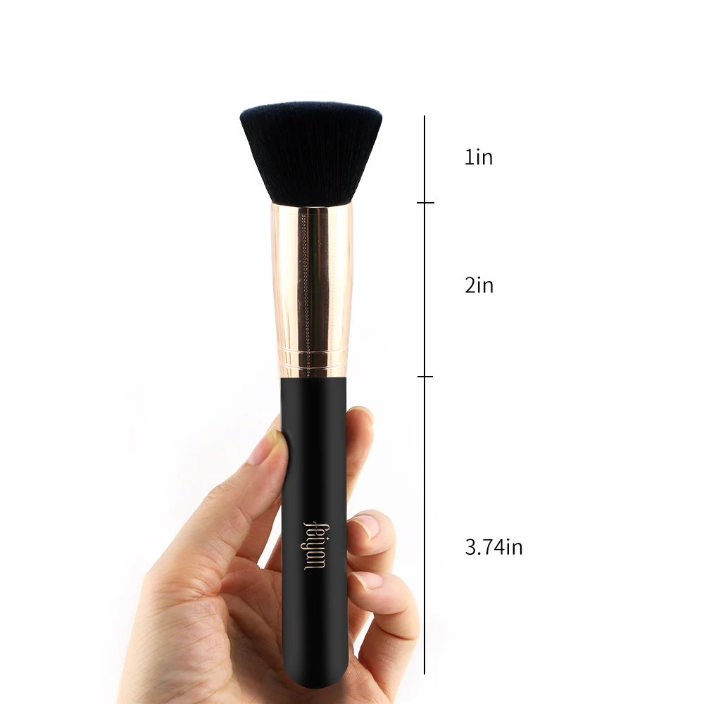 

HMU Hot Sell Wooden Handle Synthetic Hair Vegan Private Label Flat Head Foundation Tools Single Makeup Brush