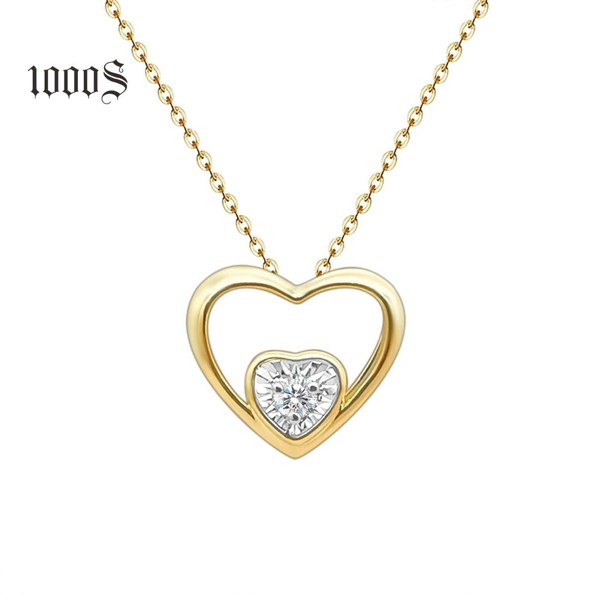

Classic Design 18K Real Solid Gold Diamond Heart Shape Pendant Necklace Jewelry