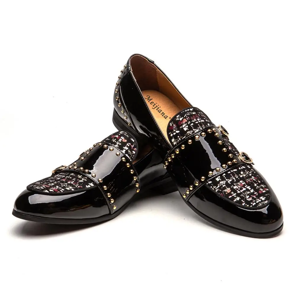 

Men's Wedding Shoes Men's Loafers Paint Belt Buckle Dinner shoes Brand Casual Shoes Plaid Pattern