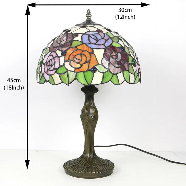 Wholesales Tiffany Children Bedroom Living Room Bedside Rose Shape Wedding Decorative Led Small Table Lamp