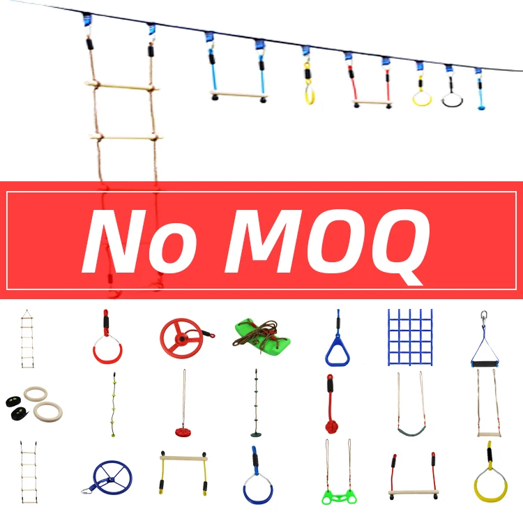 
Gentle Booms Sports Amazon Portable 40ft kids slackline monkey Bar Ninja Line Warrior obstacles hanging course set 