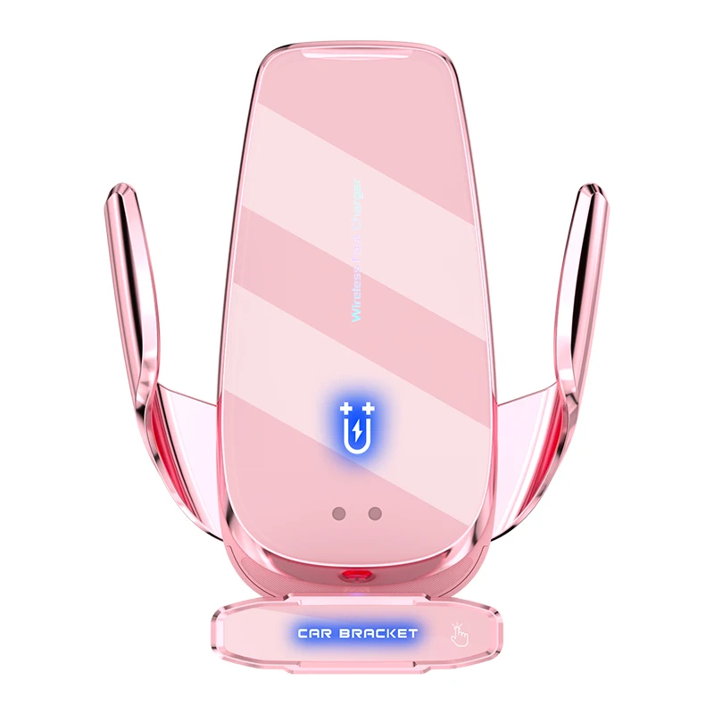 

Amazon Top Seller Android iOS Mobile Phone Holder Fast Wireless Charger Q9 Automatic 15W Fast Car Charger Wireless, Pink black gold blue silver