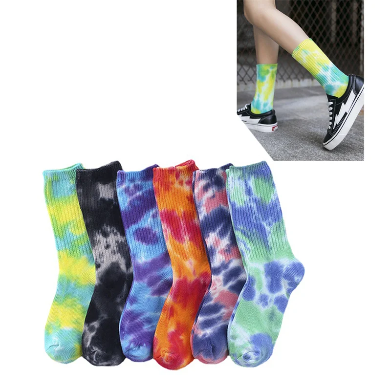 

OEM/ODM wholesale tie dye socks unisex free size slouch socks tye dye Street Hip Hop Tube Loose socks